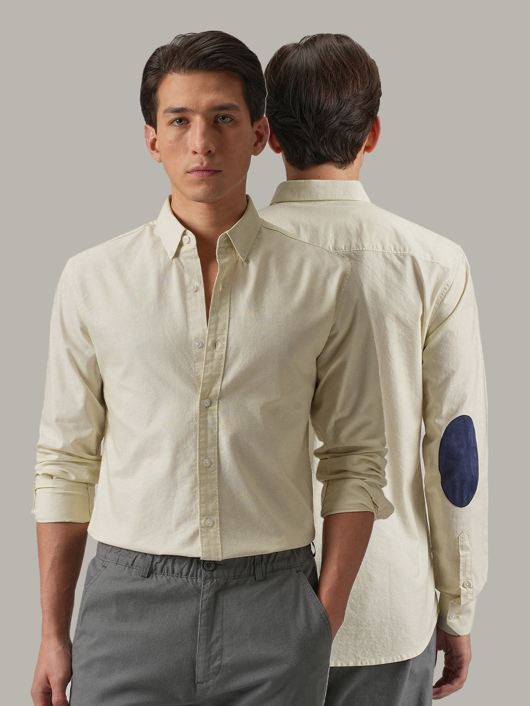 Banana Club Plain Elbow Patch Classic Slim Fit Semiformal Oxford Shirt