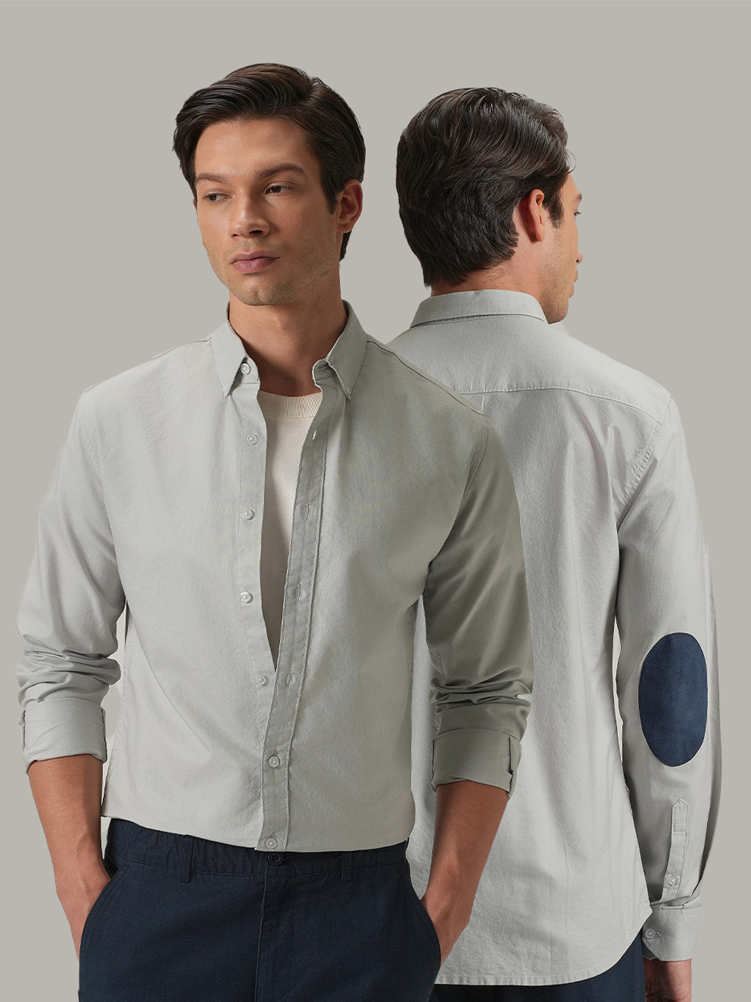 Banana Club Plain Elbow Patch Classic Slim Fit Semiformal Oxford Shirt