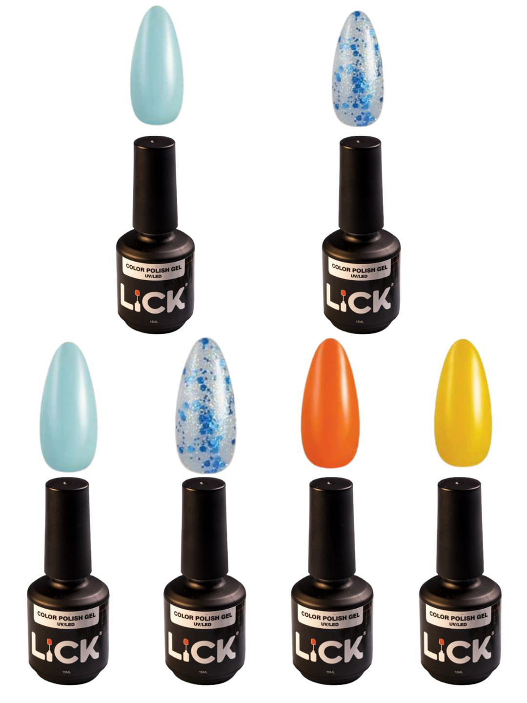 LICK Set Of 6 Color Polish Gel Nail Polish-15 ml Each-Shade 66-69-66-69-74-77