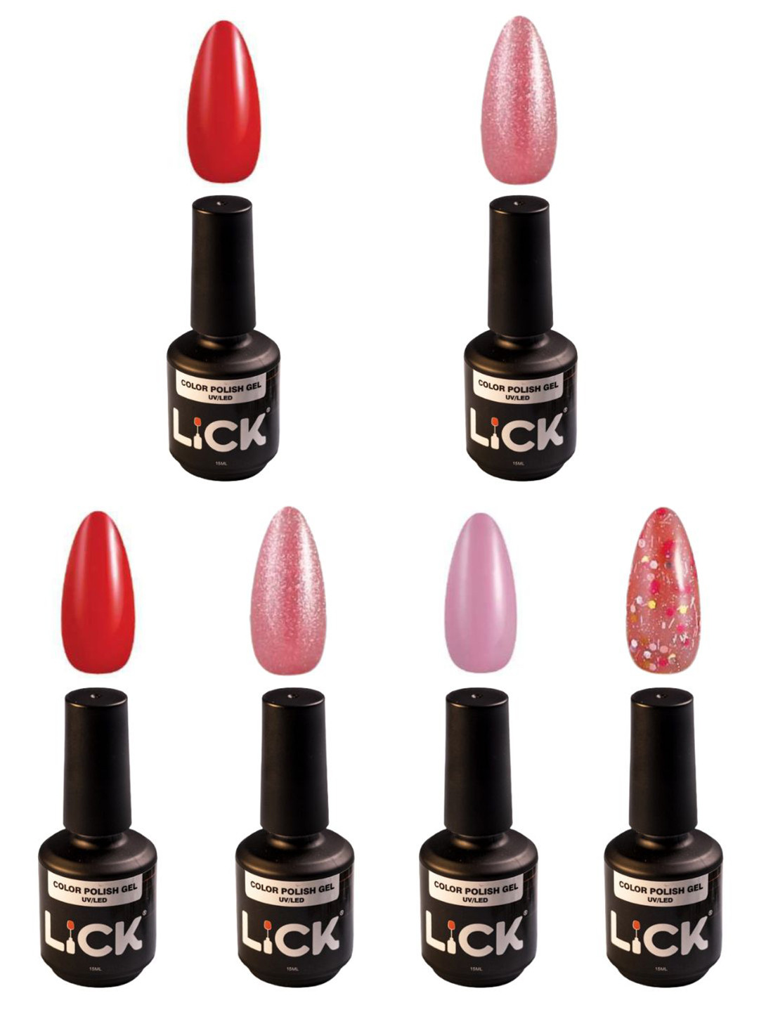 LICK Set Of 6 Color Polish Gel Nail Polish-15 ml Each Shade