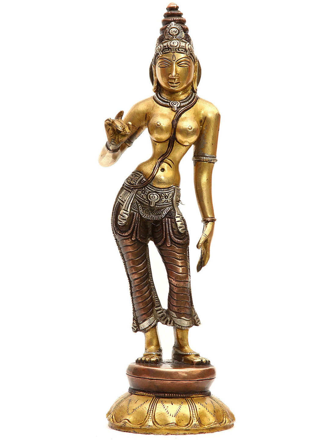 Exotic India Brown & Gold Toned Lord Paravti Religious Idol Showpiece