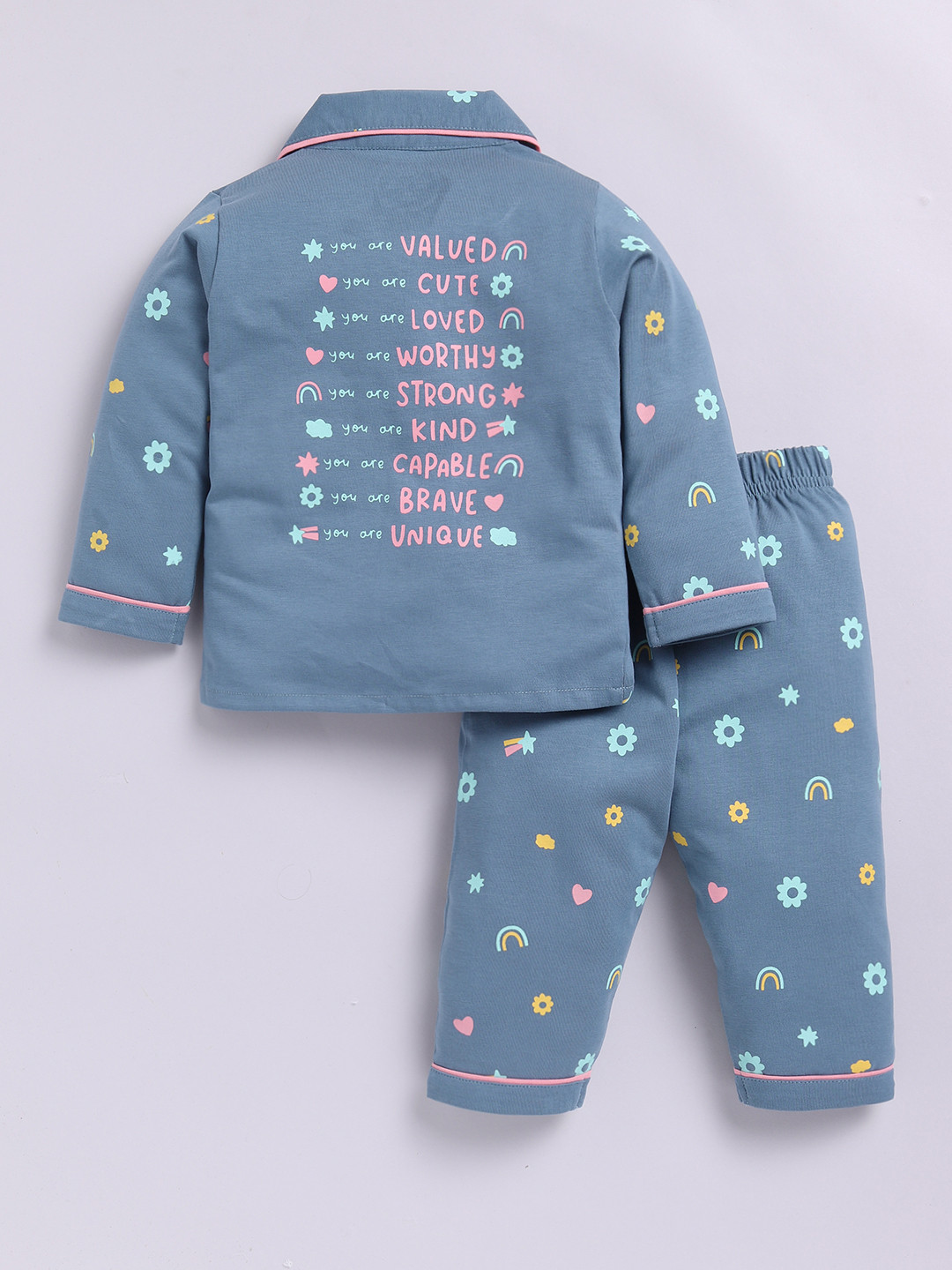 Clt.s Kid Typography Print Pure Cotton Night suit