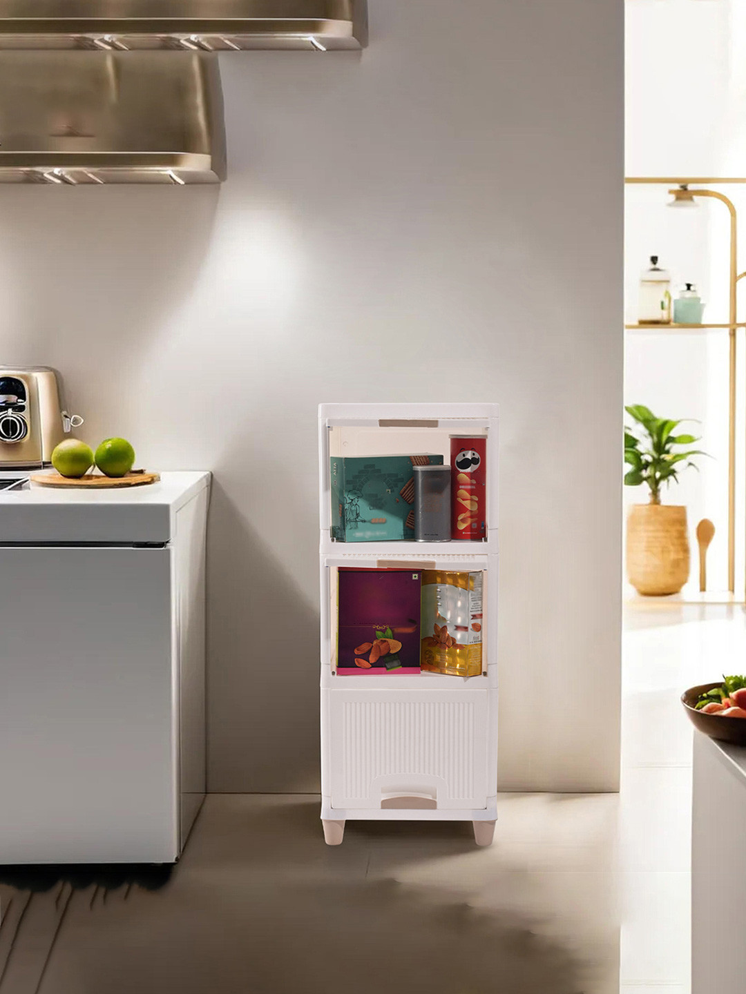 Myntra Elegant Homes White 3 Units Multipurpose Folding Cabinet Storage Organiser