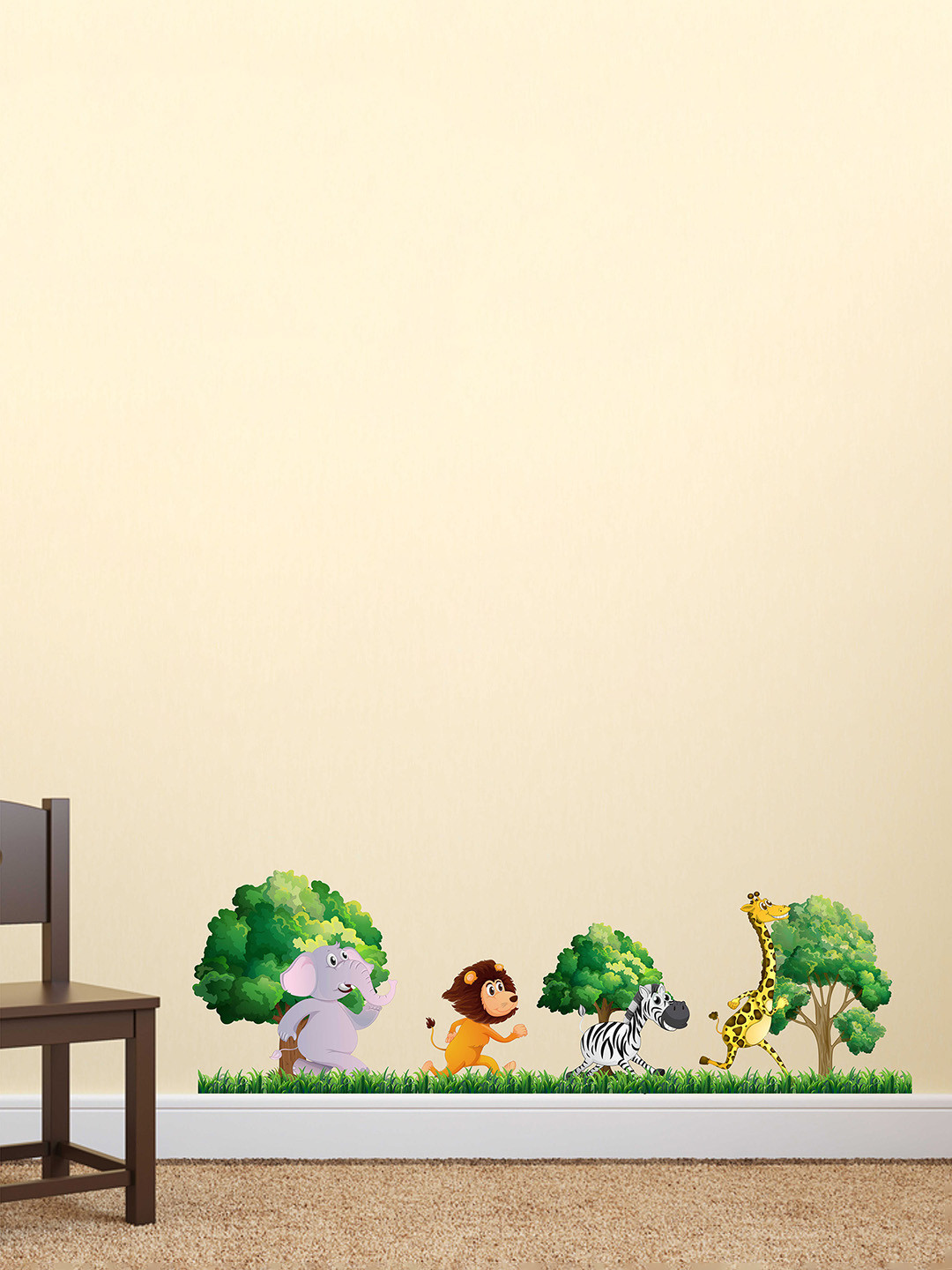 LANSTICK Kids Green & White Animal Wall Sticker