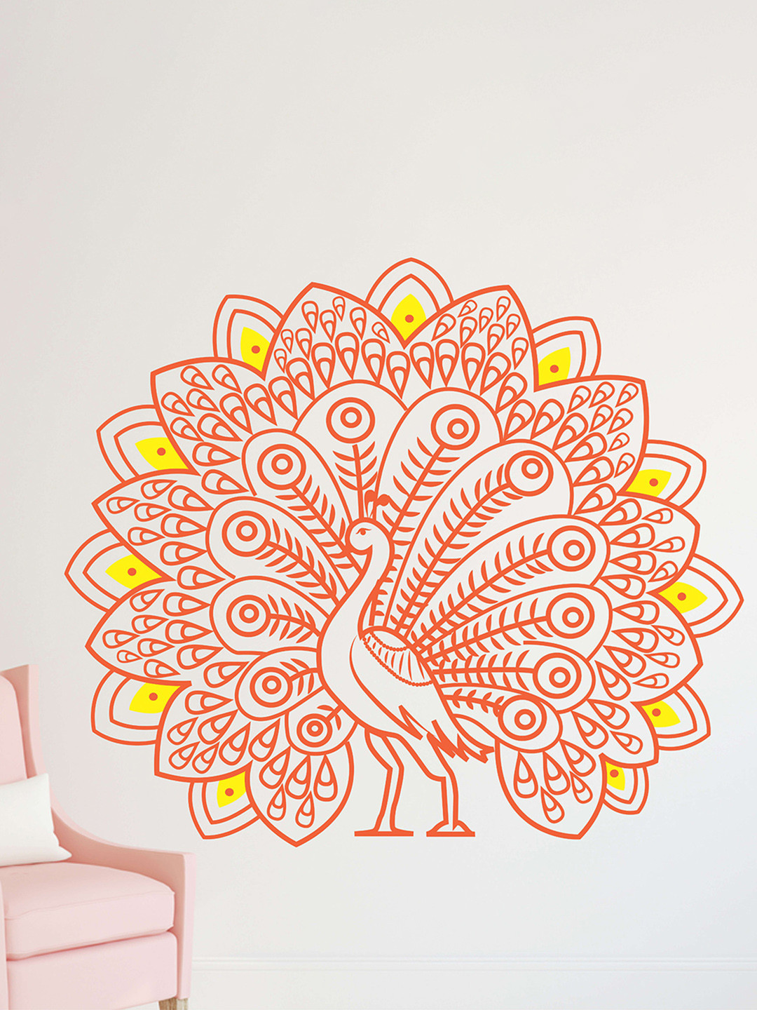 LANSTICK Red & Yellow Printed Waterproof Wallpaper