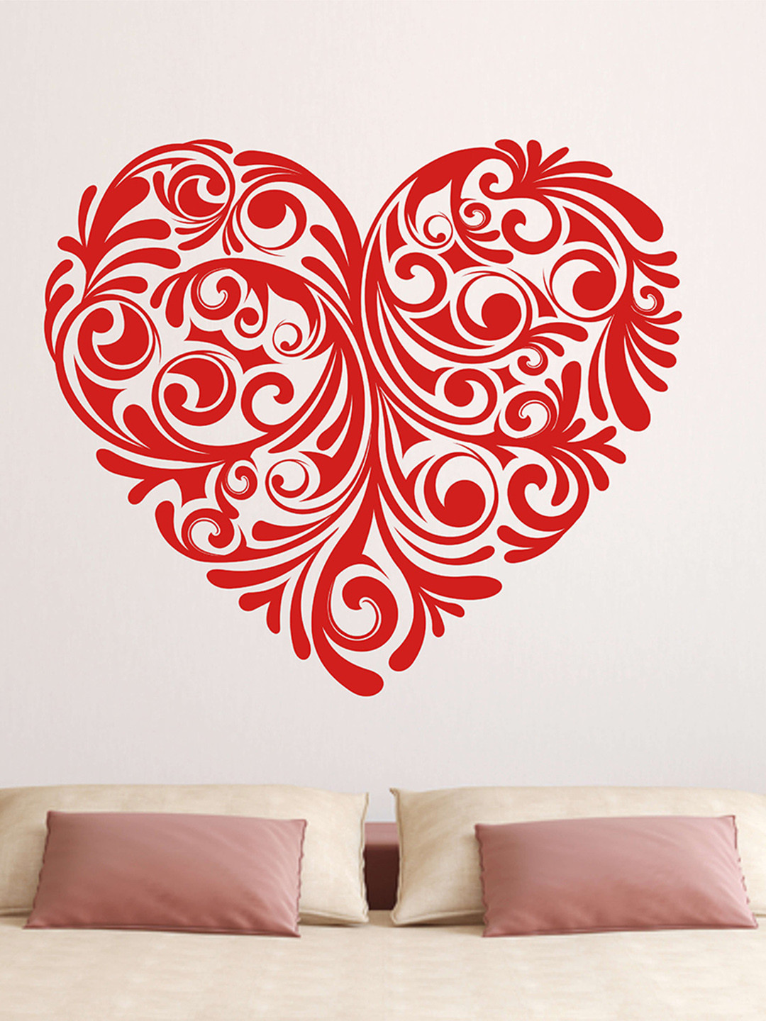 LANSTICK Red Beautiful Heart Shape Doodle Art Self Adhesive Wall Sticker