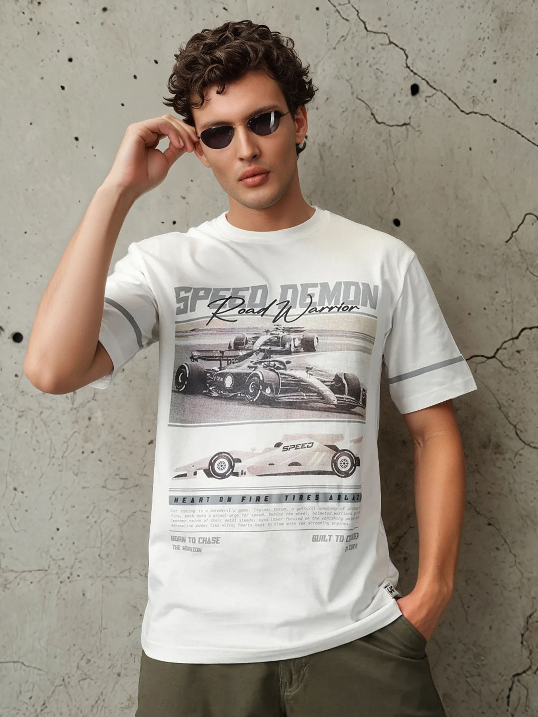 High Star Men Relaxed Fit Motoracer Graphic Printed F1 Cotton T-shirt
