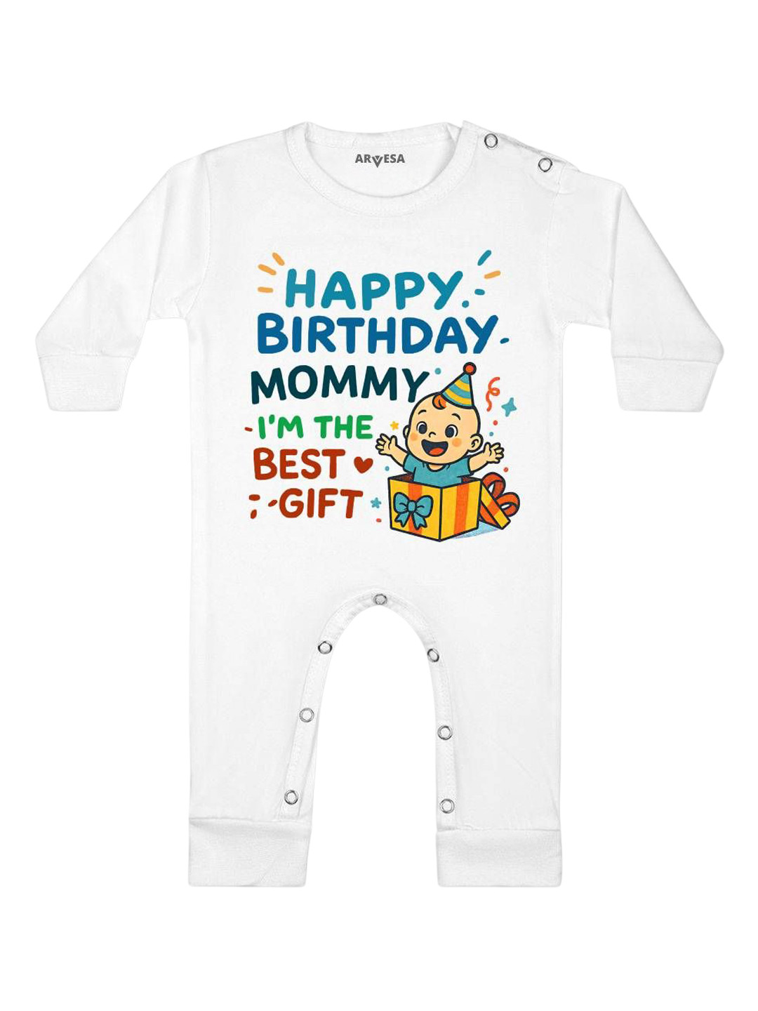 Arvesa Happy Birthday Mommy I'm The Best Gift Printed Bodysuit