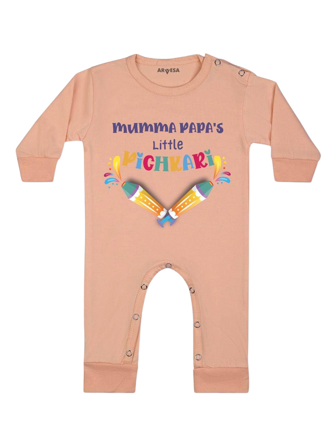 Arvesa Mummy Papa'S Little Pichkari Printed Bodysuit