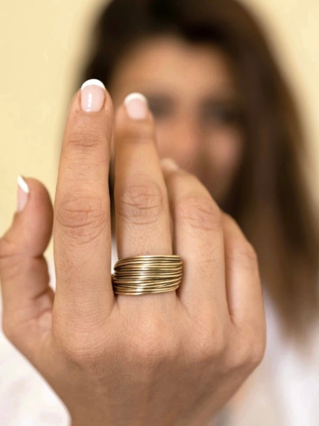 Soul Works Cluster Adjustable Brass Ring with free Brasso polishing Liquid