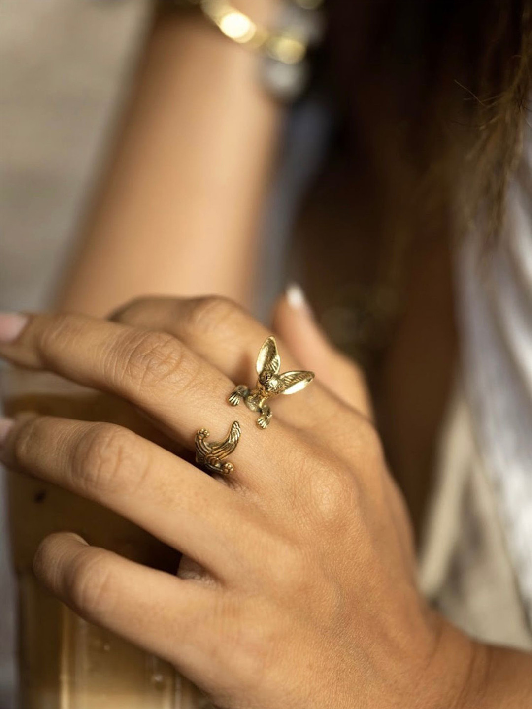 Soul Works Bunny Brass Adjustable Ring with free Brasso polishing Liquid