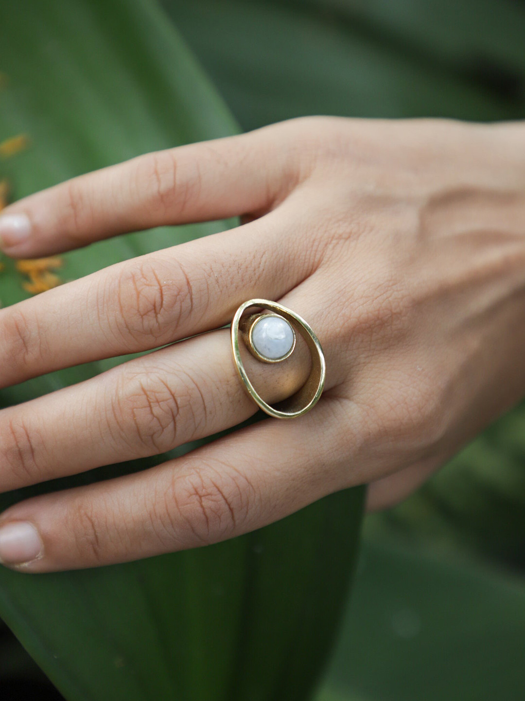 Soul Works Stone-Studded Adjustable Finger Ring with free Brasso polishing Liquid