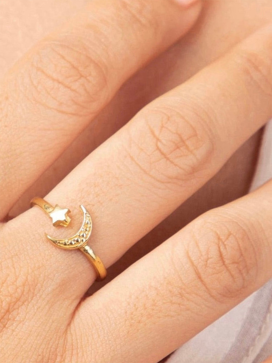 Soul Works Celestial Adjustable Brass Ring with free Brasso polishing Liquid