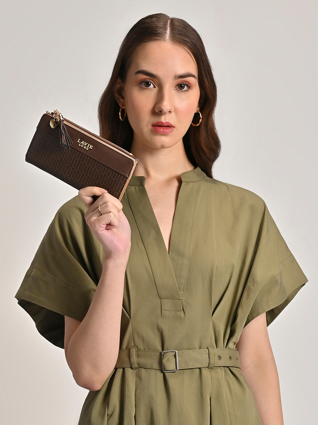 LAVIE LUXE Mono Safain Bifold Zip Monogram Printed Wallet