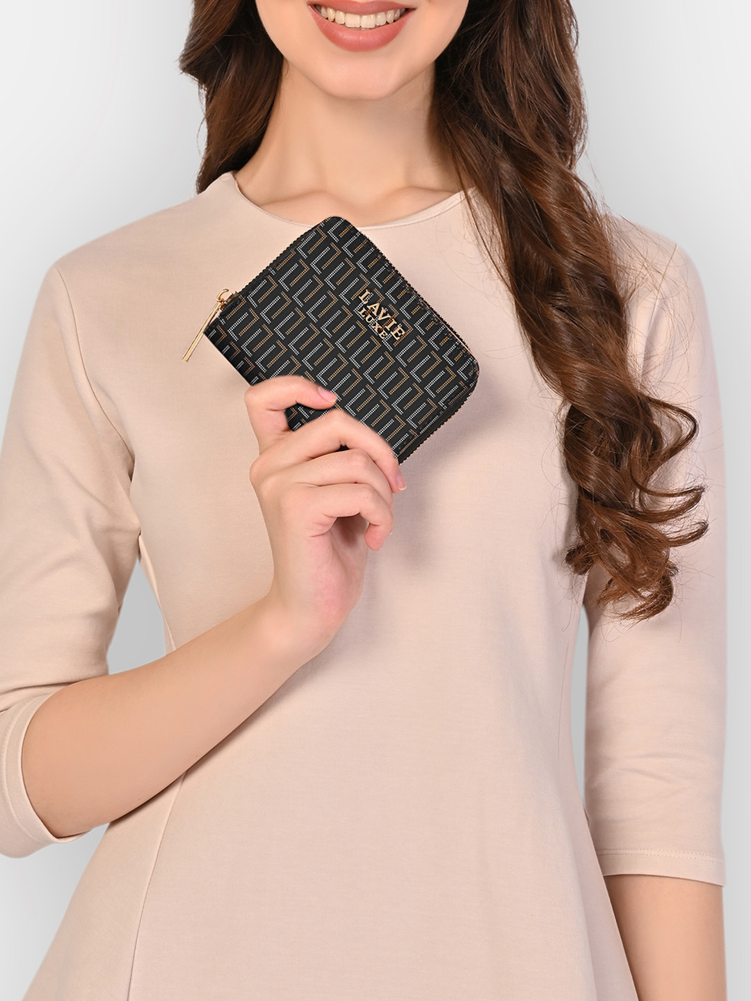 LAVIE LUXE Mono Flap Small Zip Around Wallet