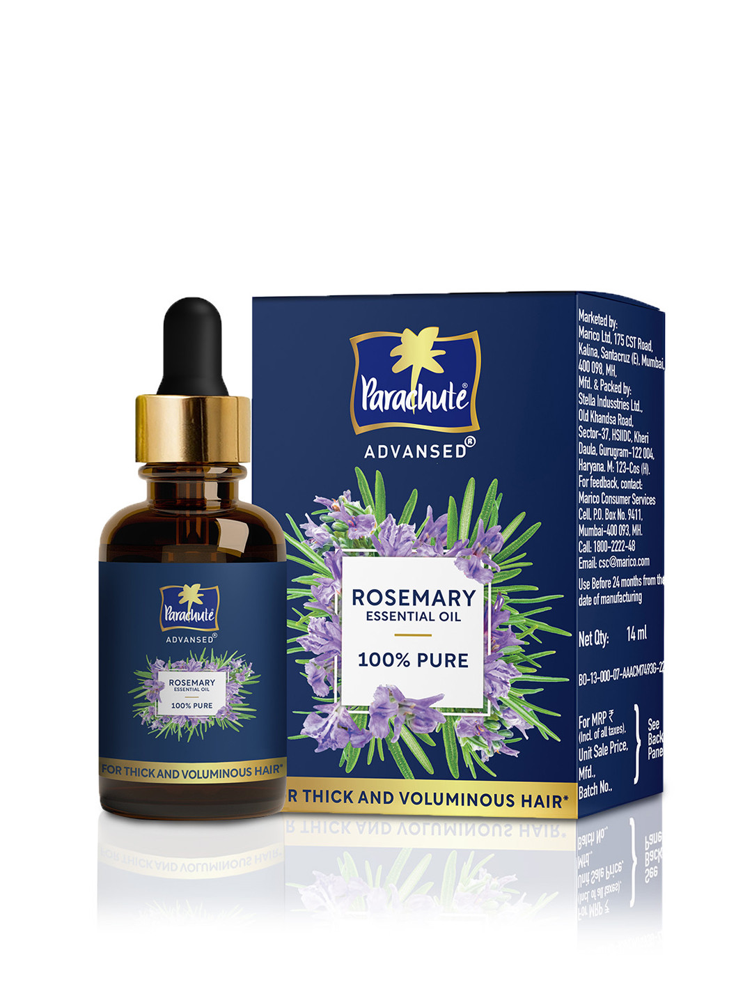 Parachute Advansed 100% Pure Rosemary Essential Oil for Thick & Voluminous Hair - 14 ml