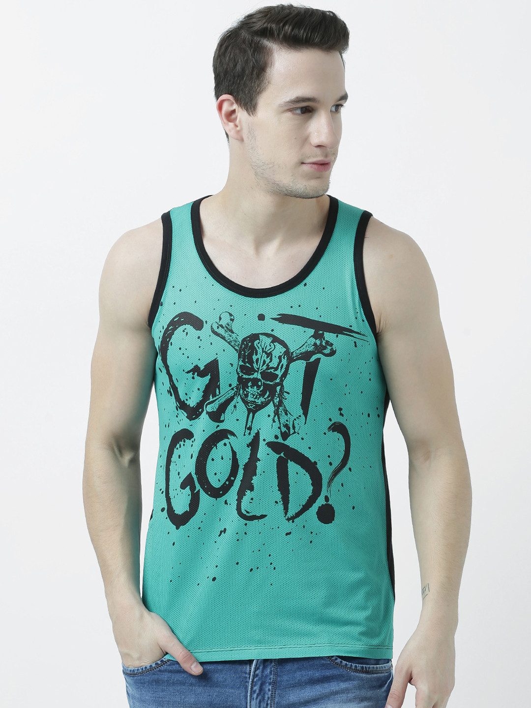 Disney by Wear Your Mind Men Sea Green Printed Round Neck T-shirt