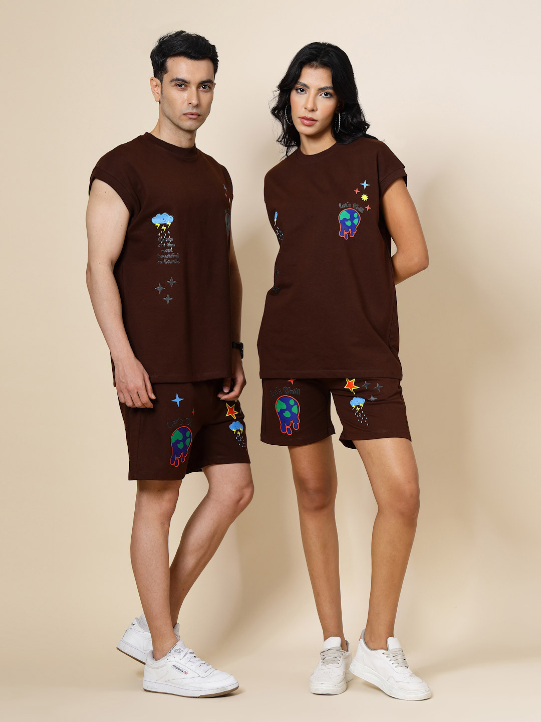 VESTIDO MODAS Unisex Graphic Printed Short Extended Sleeves Cotton T-shirt