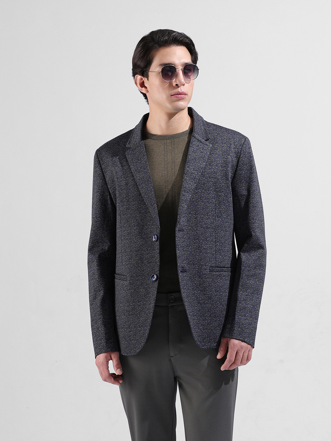 The Indian Garage Co. X Men Comfort Fit Printed Formal Blazer