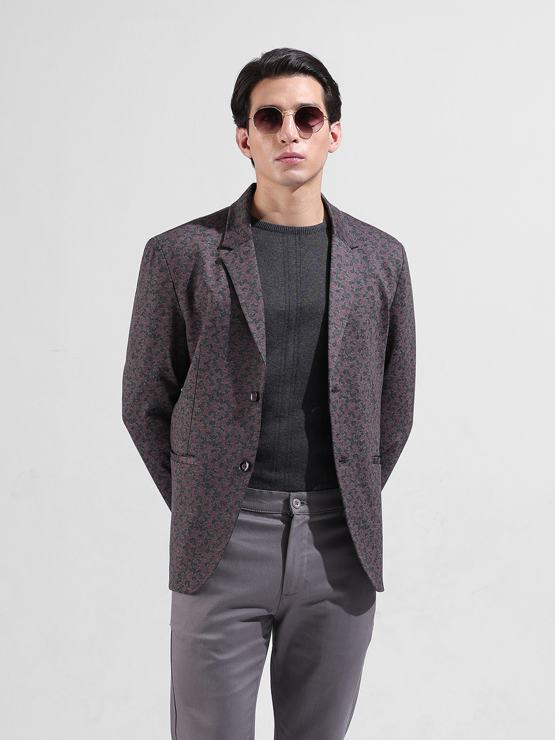 The Indian Garage Co. X Luxe Men Comfort Fit Printed Formal Blazer