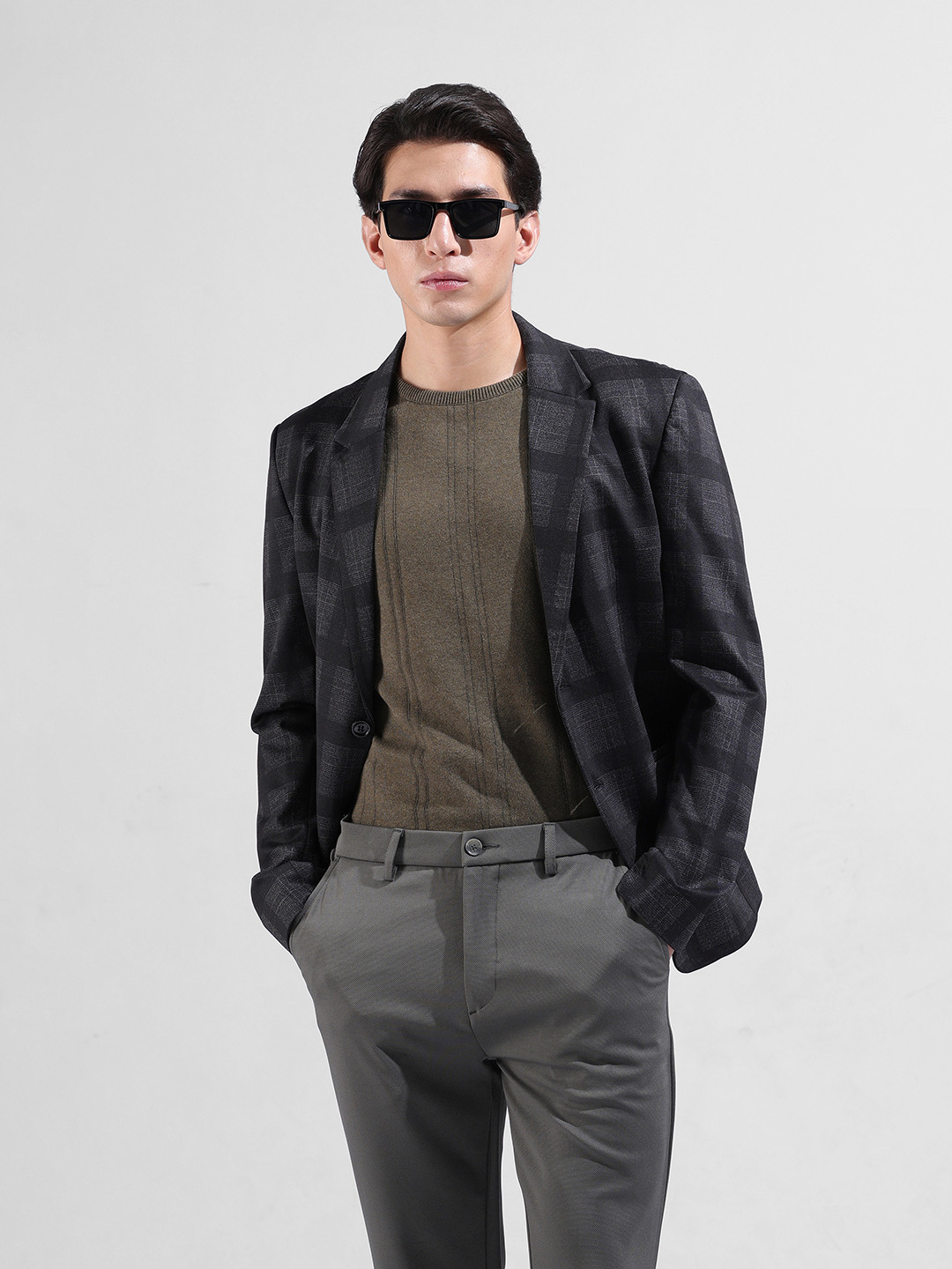 The Indian Garage Co. X Men Comfort Fit Checkered Formal Blazer