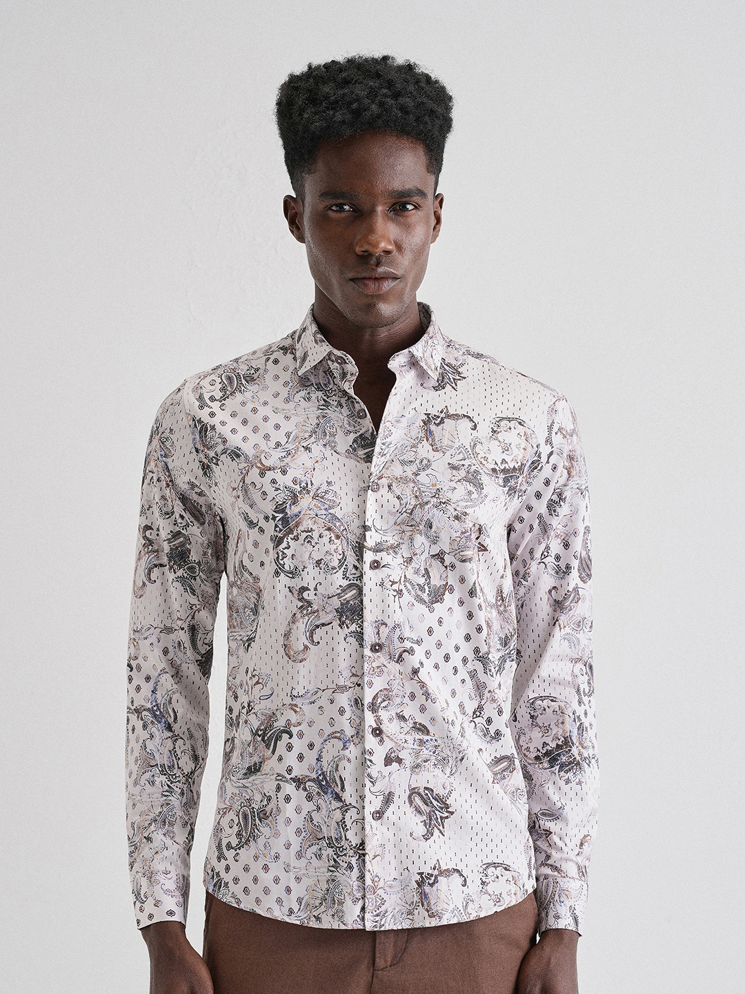 Banana Club Retro Paisley Printed Classic Slim Fit Shirt