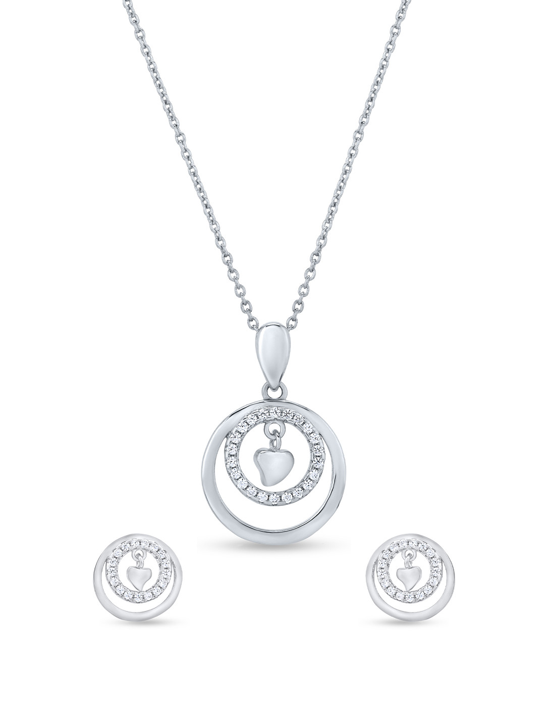 Nipura 925 Sterling Silver Rhodium Plated Cubic Zirconia Love in Harmony Jewellery Set