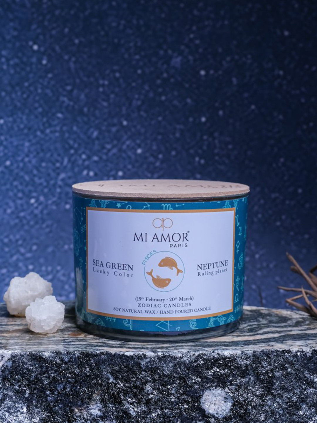 MI AMOR PARIS Pisces Zodiac 3 Wick Scented Ethnic Motifs Geometric Regular Jar Candles