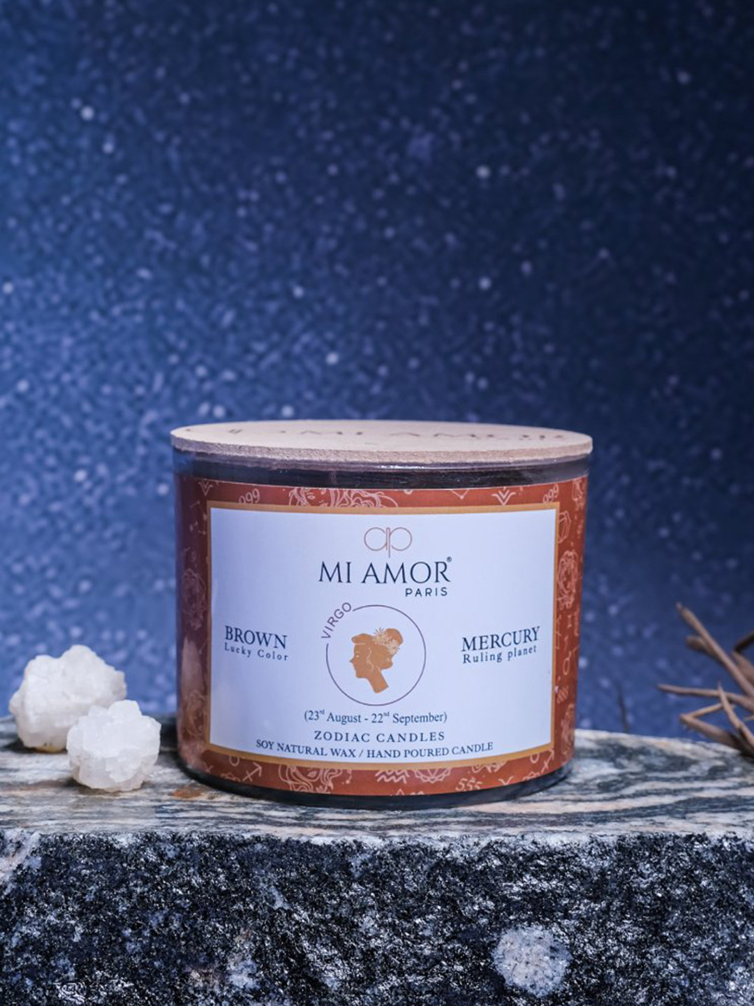 MI AMOR PARIS Virgo Zodiac 3 Wick Scented Ethnic Motifs Geometric Regular Jar Candles