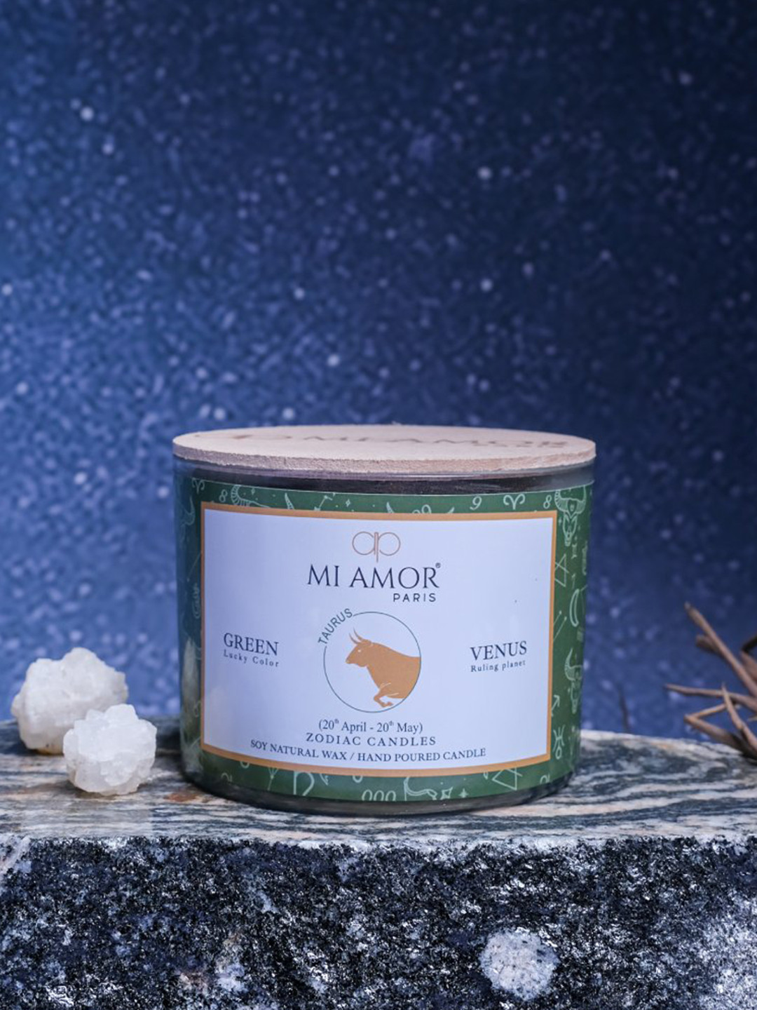 MI AMOR PARIS Taurus Zodiac 3 Wick Scented Ethnic Motifs Geometric Regular Jar Candles
