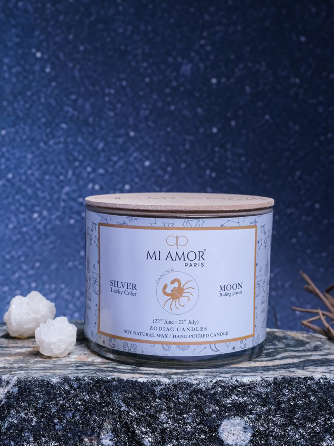 MI AMOR PARIS Cancer Zodiac 3 Wick Scented Ethnic Motifs Geometric Regular Jar Candles