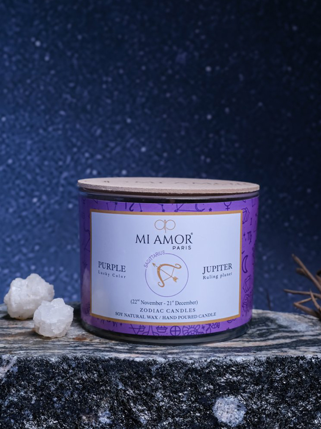MI AMOR PARIS Sagittarius Zodiac 3 Wick Scented Ethnic Motifs Jar Candles