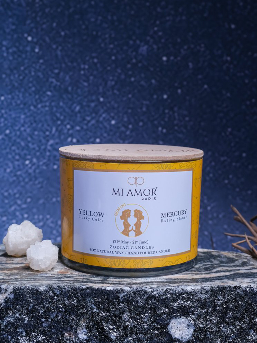 MI AMOR PARIS Gemini Zodiac 3 Wick Scented Ethnic Motifs Geometric Regular Jar Candles