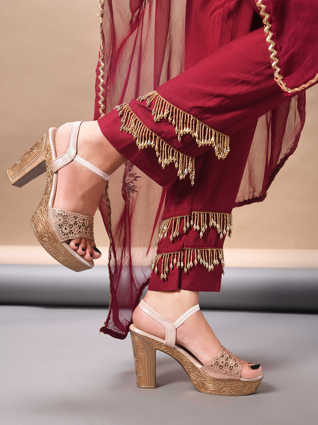 JM Looks Women Block Heel Sandals Stylish Comfortable for Casual & Party Wear