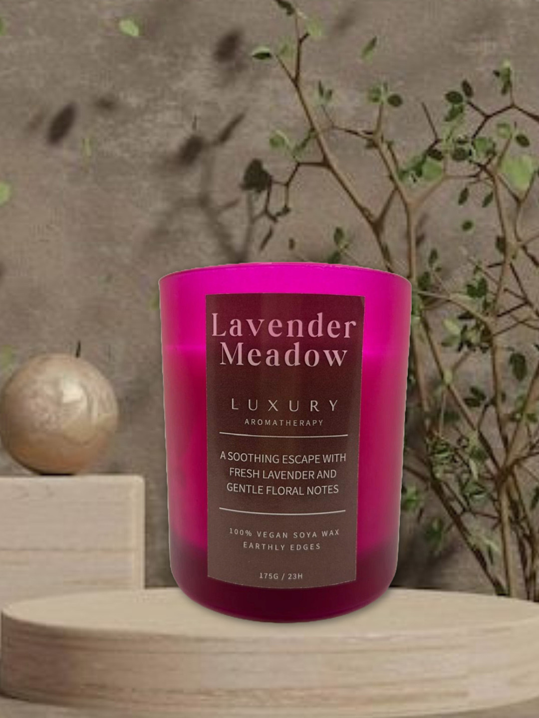 Earthly Edges Scented 1 Wick Lavender Meadow Solid Geometric Regular Jar Candles