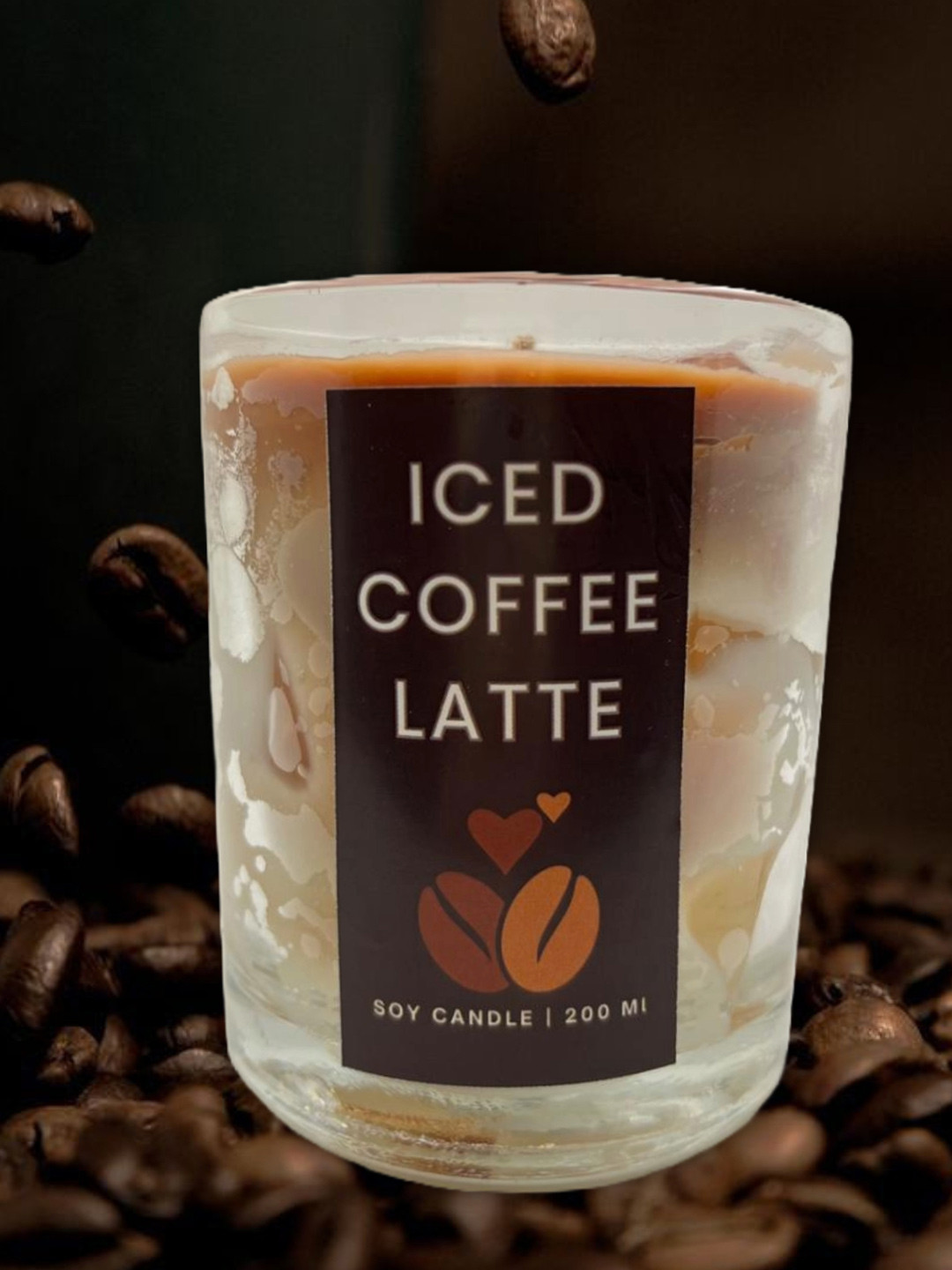 Earthly Edges Scented 1 Wick Iced Coffee Latte Abstract Geometric Regular Jar Candles