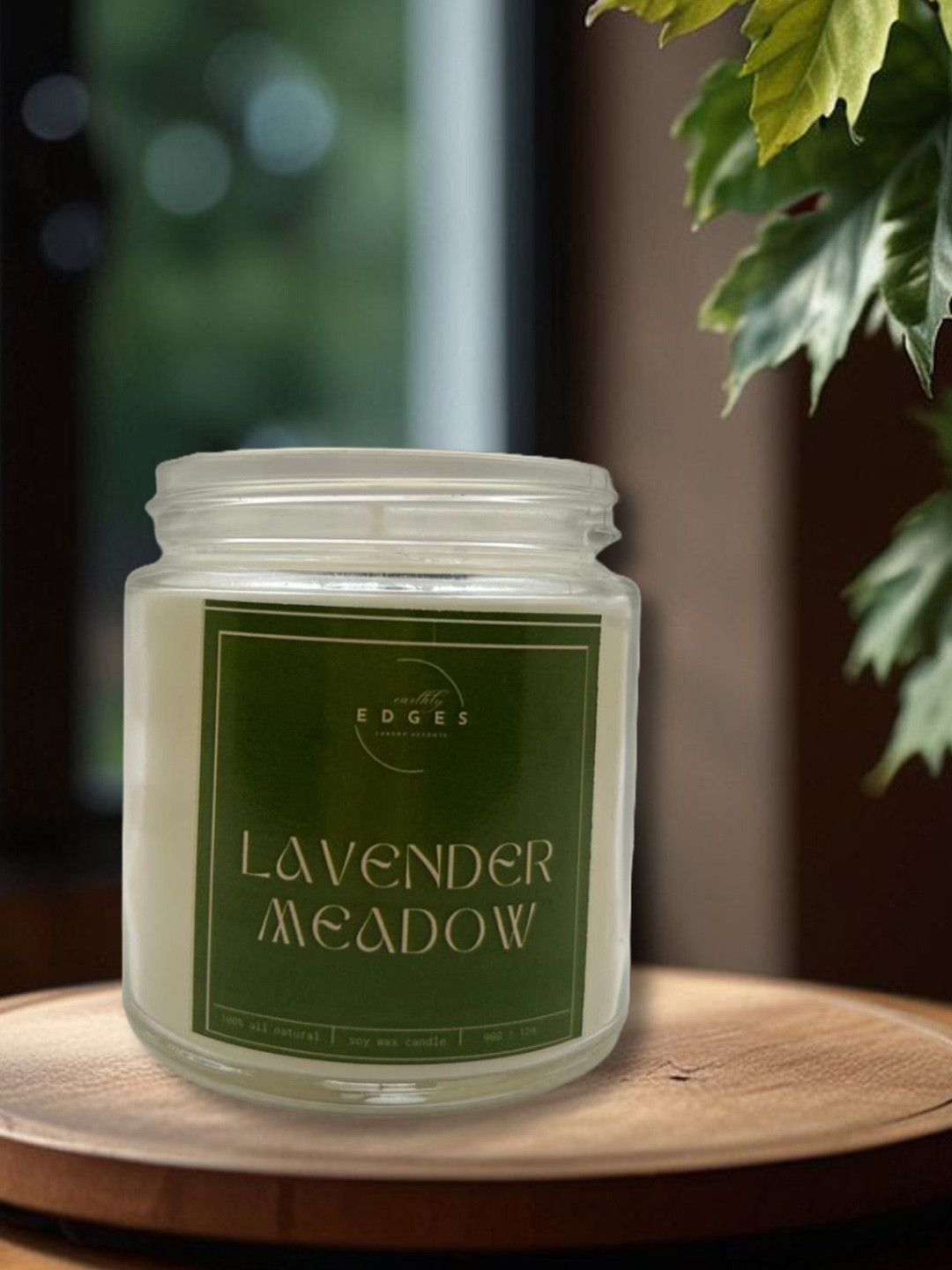 Earthly Edges Scented 1 Wick Lavender Meadow Solid Geometric Regular Jar Candles