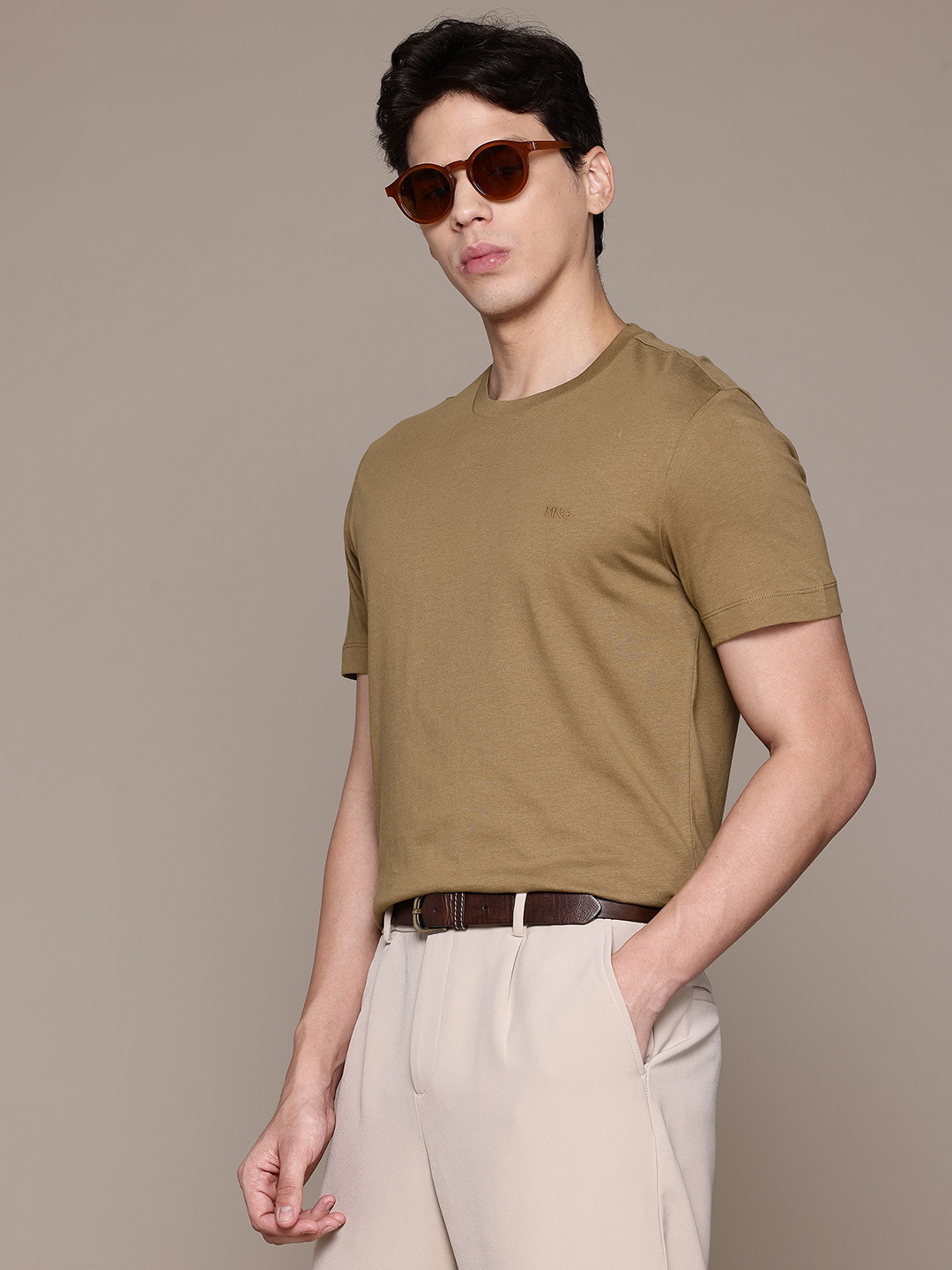 MANGO MAN Applique Detail Pure Cotton Regular Fit T-shirt