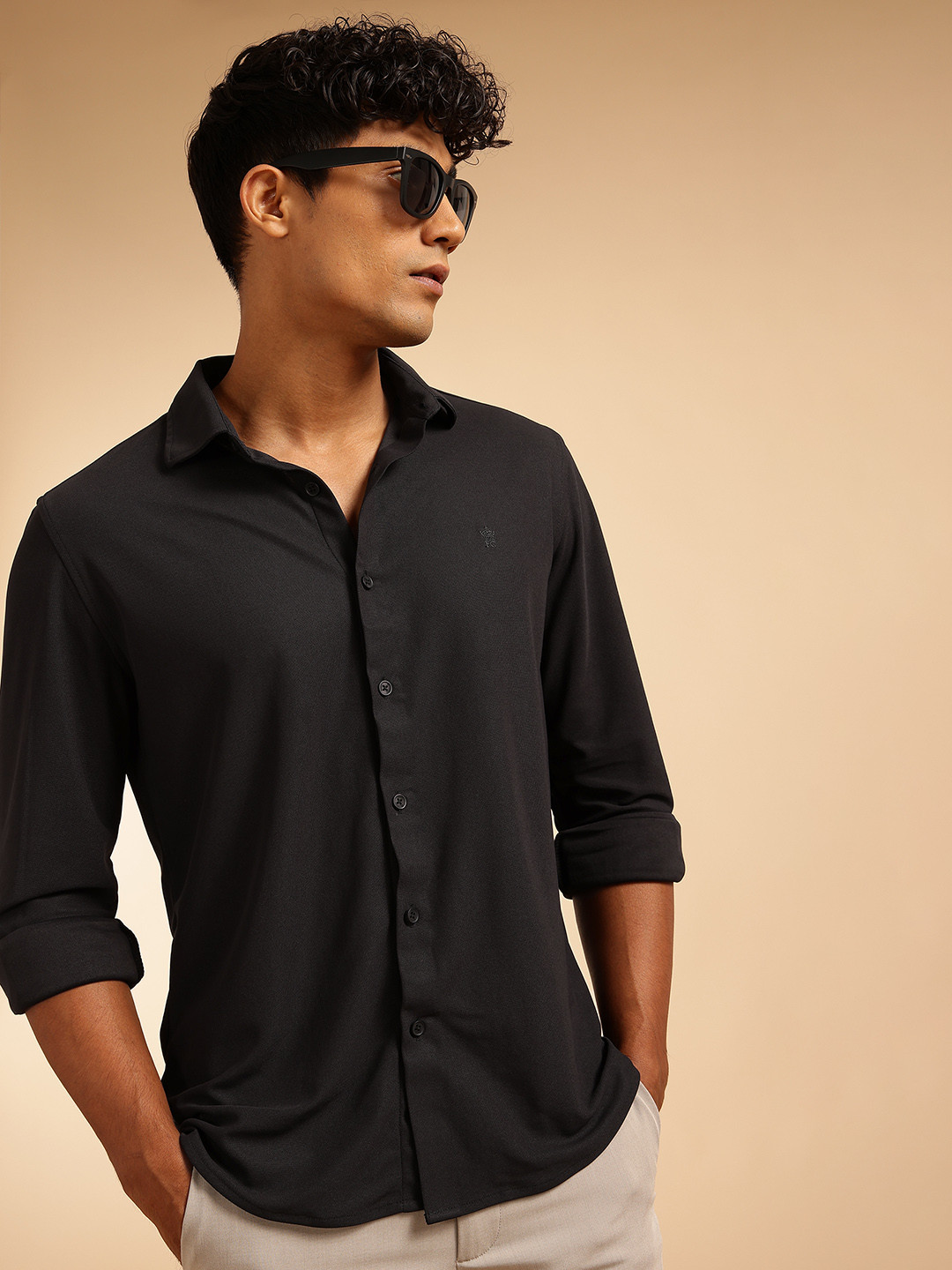 French Connection Men Premium Slim Fit 4 Way stretch CoolMax Casual Shirt