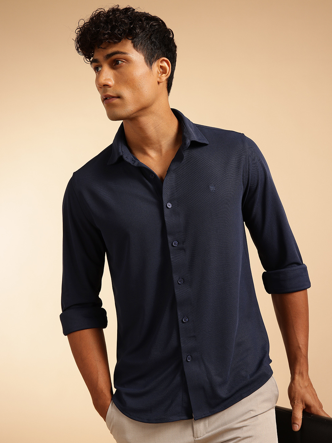 French Connection Men Premium Slim Fit 4 Way stretch CoolMax Casual Shirt