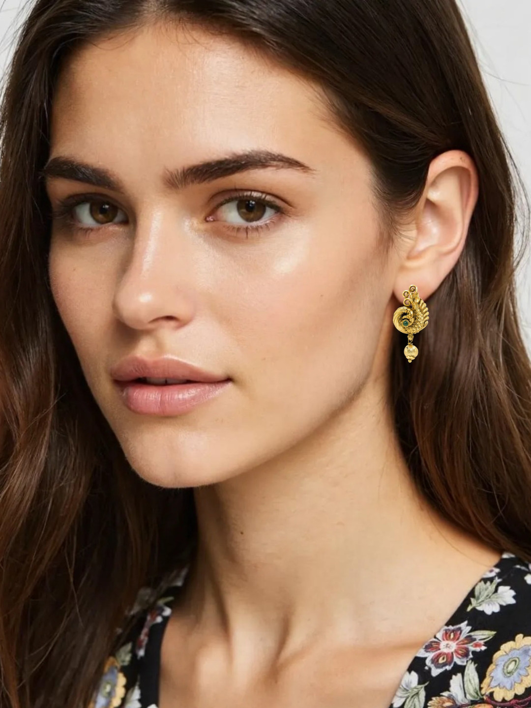 South Temple Jewellery Gold-Plated Stones And Beaded Antique Drop Earrings