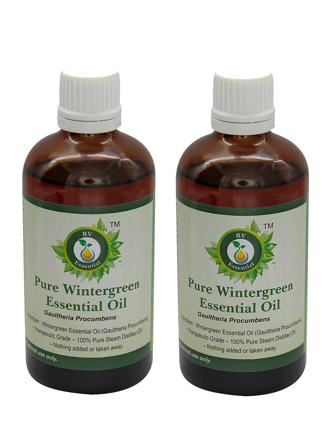 R V Essential Set Of 2 Pure Wintergreen Essential Oil - 100 ml Each