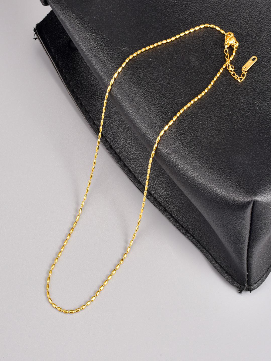 AQUASTREET 18K Gold Plated Waterproof Anti-Tarnish Minimal Rice Bead Chain Necklace