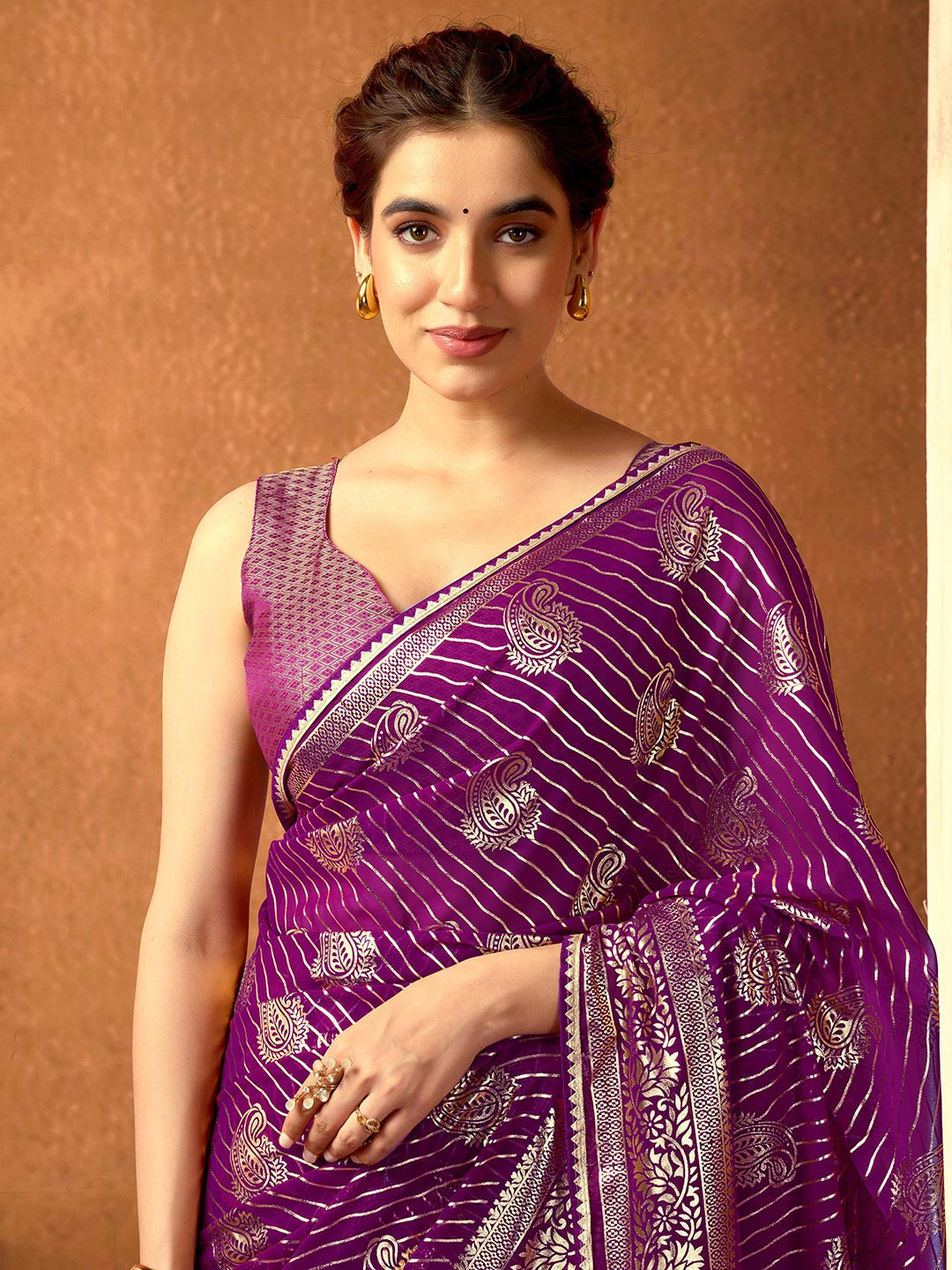 HERE&NOW Woven Design Pure Georgette Banarasi Saree