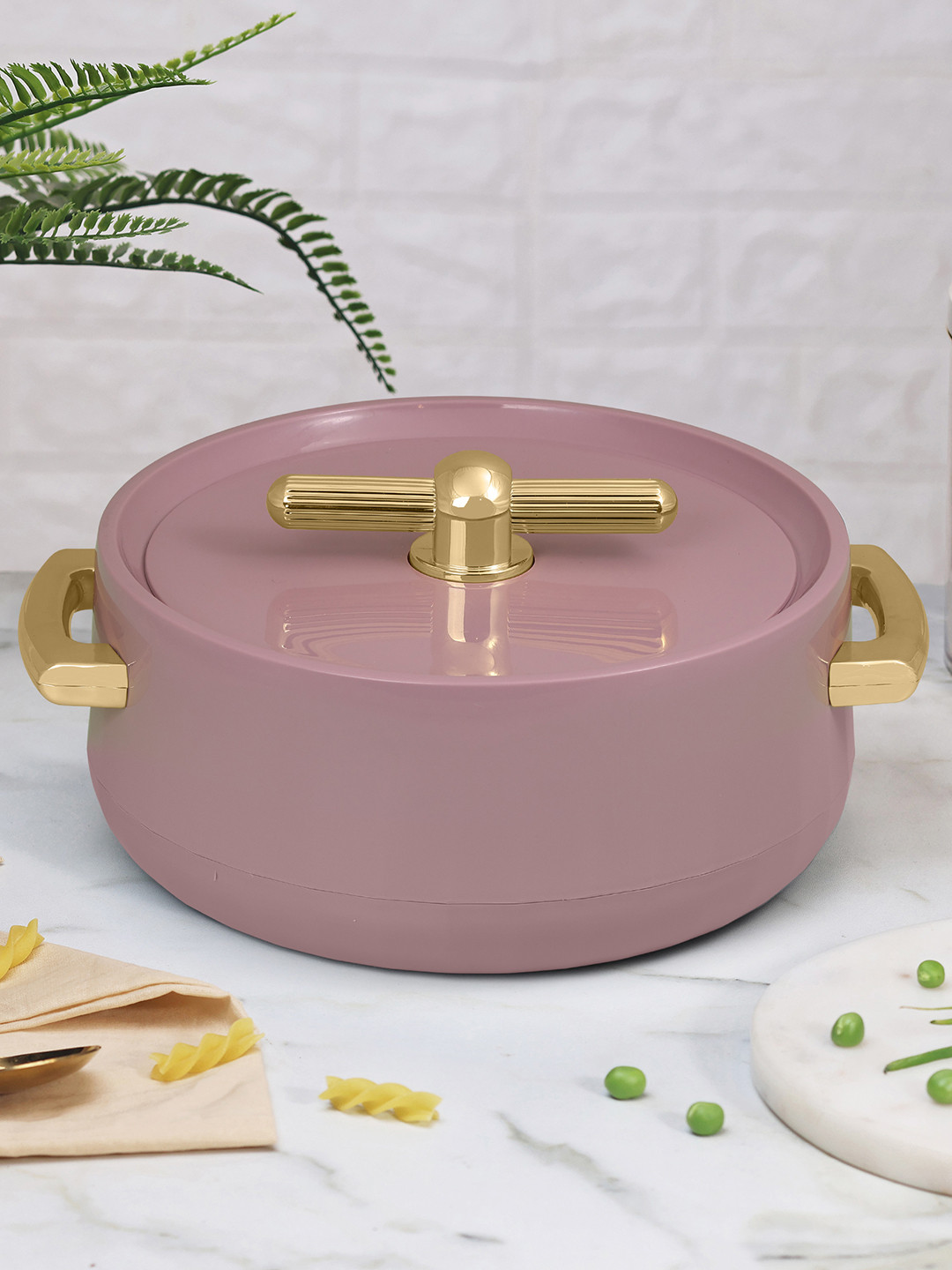 SELVEL Royal Purple & Gold-Toned Stainless Steel Thermal Insulated Casserole - 1.2 L