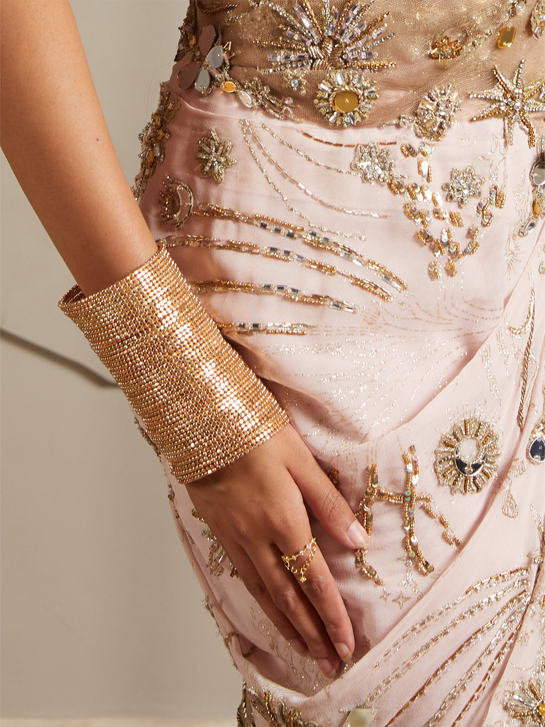 ISHKAARA Women Gold-Plated Artificial Beads Cuff Bracelet