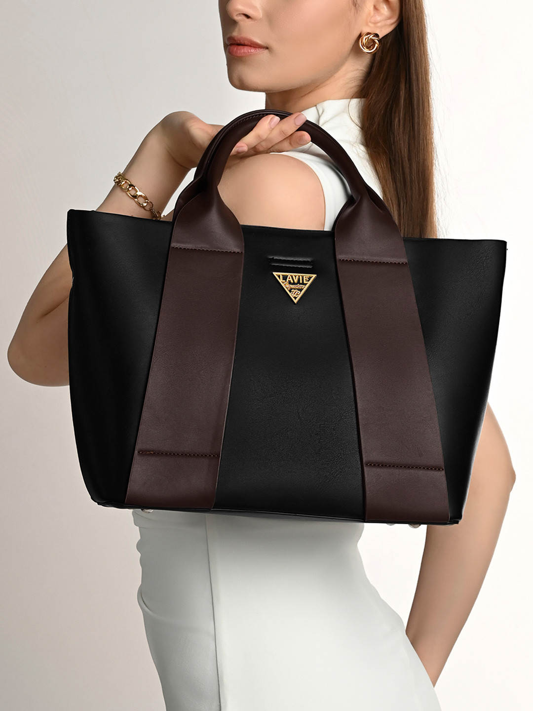 LAVIE Signature Savannah 3C Colourblocked Structured Handheld Bag