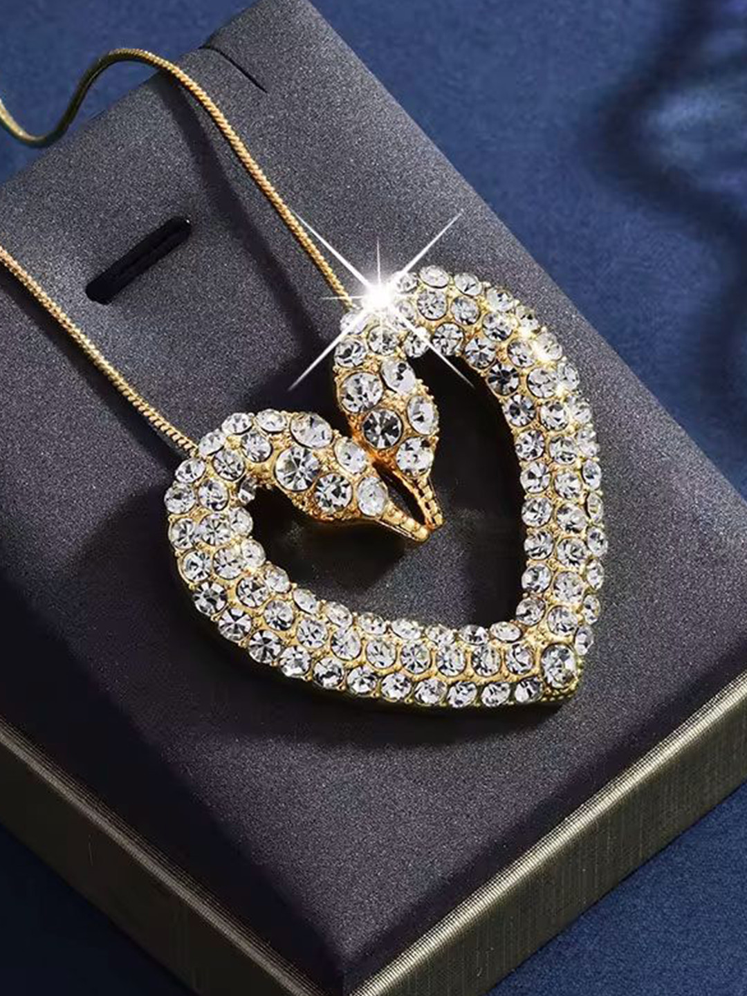 DKane Designs Gold-Plated American Diamond Studded Swan Chain
