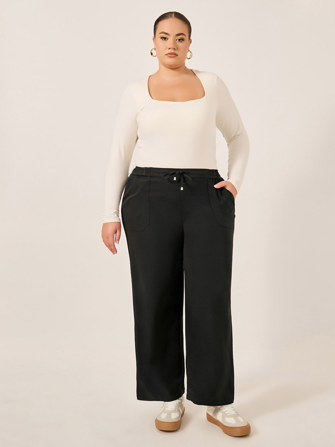 Styli Women Plus Size Basic Tapered Straight Leg Pants