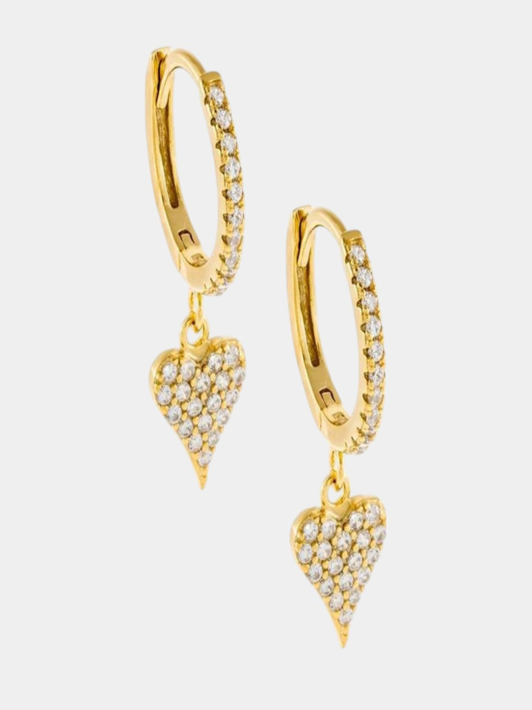 AQUASTREET 18K Gold Plated Waterproof, Anti-Tarnish Heart Zircon Drop Huggie Earrings
